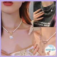 Cutie Gift99สร้อยคอมุกคริสตัล สีชมพู สไตล์เกาหลี สําหรับผู้หญิง A086