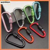 WENKEN 4Pcs ของใหม่ อุปกรณ์สำหรับเดินทาง อลูมิเนียมหลากสี ตะขอเดินป่าตั้งแคมป์ คาราบิเนอร์อัลลอย ปุ่มปีนเขา พวงกุญแจหัวเข็มขัด