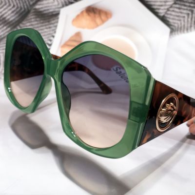 Vintage Irregular Square Cat Eye Sunglasses For Women New Fashion Brand Wide Leg Leaf Gradient Sun Glasses Female Oversize Shade