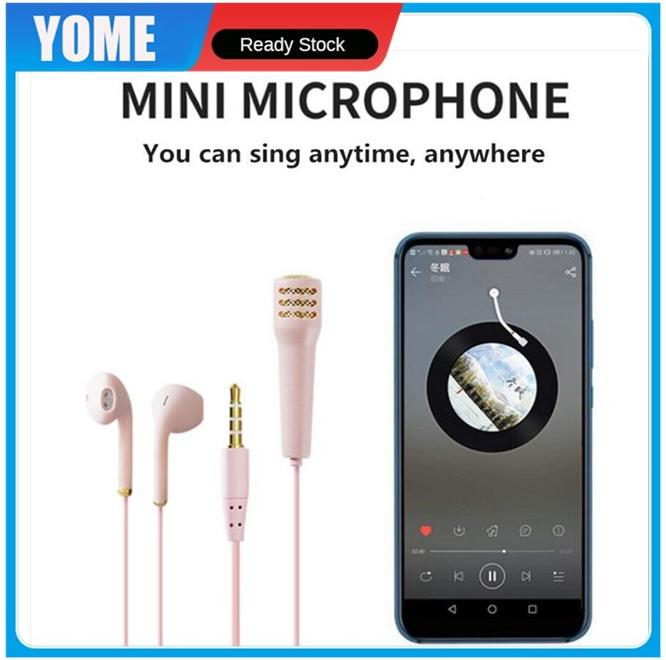 YOME Portable Stereo Headphone with Mic KTV Karaoke Mini Microphone