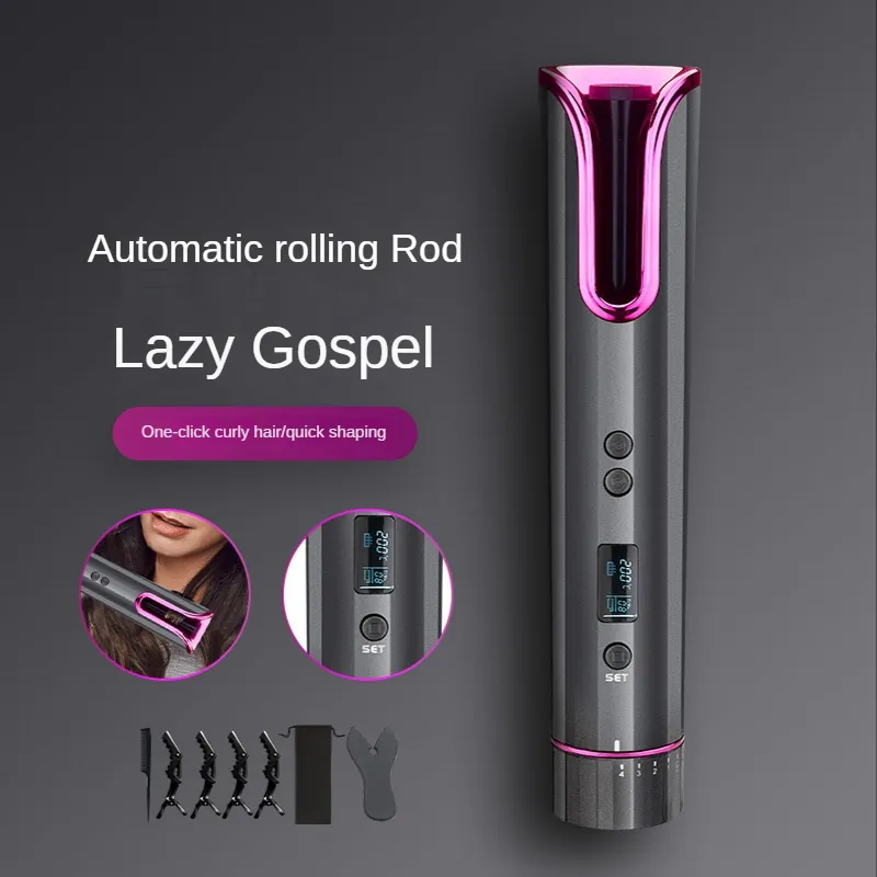 Fast Automatic Hair Curler USB Charge Hair Curling Iron Wireless LCD Automatic Curling Stick Curls Waves Hair Styling Tools Curly Rotating Styler Women Fast Automatic Hair Curler USB Charge Hair Curling Iron Wireless LCD Automatic Curling Stick Curls Waves Hair Styling Tools Curly Rotating Styler Women