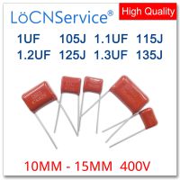 LoCNService 500PCS 400V 10MM 15MM 1UF 1.1UF 1.2UF 1.3UF 105J 115J 125J 135J CBB Polypropylene Film Capacitor High Quality