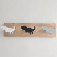 Kids Dinosaur Wall Mounted Coat Hooks Wooden Door Hanger for Boys Bedroom Nursery Playroom Decorations