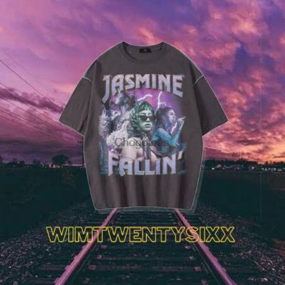 JASMINE FALLIN VINTAGE TEE (สีเทาเข้มและสีดำเสื้อยืด)S-5XL