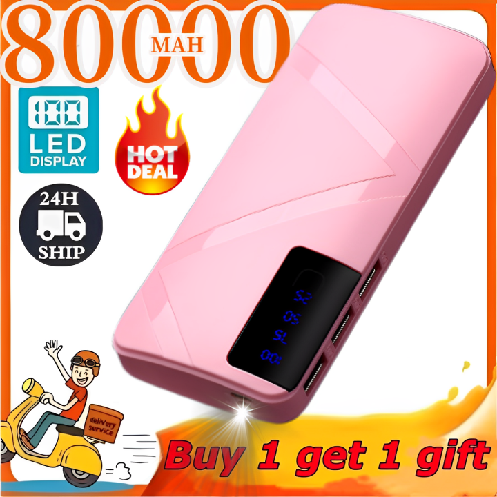 Original 80000mah Power Bank Fast Charge 3usb Portable Charger High Capacity Battery Fast Charge 0898