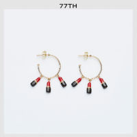 77th-lipstick lover gold ต่างหูห่วงรูปลิปสติกสีทอง