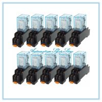 nd New 10pcs DC12V 24V AC110V 220V 10A 8PIN Coil Power Relay DPDT LY2NJ HH62P With Socket Base