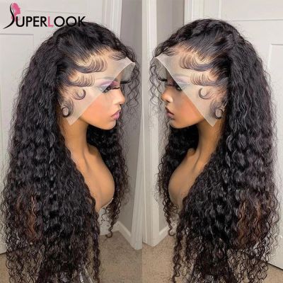 【jw】❒  Hd Transparent Front Human Hair Wigs Preplucked Curly Frontal Deep Glueless Wig To Wear