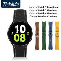 ☃✇ For Samsung Galaxy Watch 5 Pro Leather Strap for Galaxy Watch 4 Calssic 46mm 42mm Silicone Strap Wristband Accessories