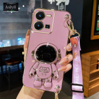 AnDyH Long Lanyard Casing For VIVO Y35 Y22S Y22 4G Y77 5G Phone Case Cute Astronaut Desk Holder