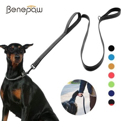 Benepaw สายจูงสุนัขบุนวมสะท้อนแสงสองมือจับทนทานเล็กกลางใหญ่การฝึกสุนัขสัตว์เลี้ยงตะกั่ว7สี