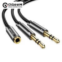 QGeeM Splitter Headphone for Computer 3.5mm Female to 2 Male 3.5mm Mic Audio Y Splitter Cable Headset to PC Adapter AUX Cable Cables