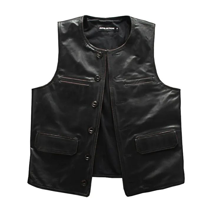 Japanese Vintage Genuine Leather Vest Mens Horsehide Waistcoat ...