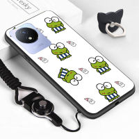 Mop Mall สำหรับ Vivo Y02T Y02A สายคล้องแหวนใส่นิ้วแฟชั่นยอดนิยม Kity Cat Keroppi โชคดี Miss You อิโมติคอนแบบนิ่มสุดน่ารักเคสยางกันกระแทกซิลิโคนเคสครอบโทรศัพท์ TPU