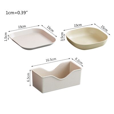 7Pcs Square Wheat Straw Plates Pasta Salad Bowls Lightweight Reusable Food Serving Party Snack Dinner Dishes Dinnerware D10 21