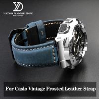 ♕ สายนาฬิกาหนังวัวแท้ Vintage Frosted สำหรับ Casio GM-110 GM-5600 DW5600 DW-5600 GA2100/2110 สายนาฬิกาสร้อยข้อมือ 16 มม.