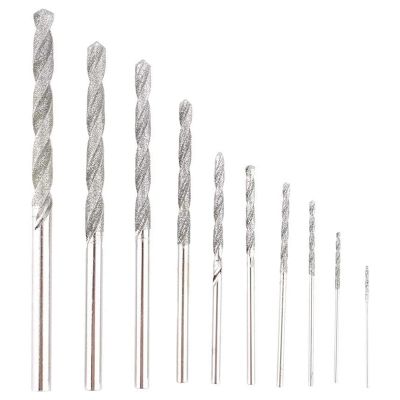 10 Pieces Diamond Drill Bits Set Twist Diamond Tip Drill Bit Heavy Duty Mini Diamond Drill Bit Set for Glass Tile