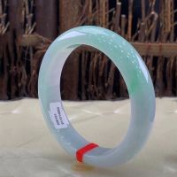 Collection Level Natural Myanmar Laokeng A-grade Jade Bracelet with Ice Glutinous Variety, Light Green Bangle Cool Accessories
