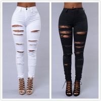 【YD】 New Elastic Trousers and Ripped Jeans Fashion Denim Pants S-3XL Drop Shipping