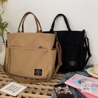 【BA】✒▽ Japanese original simple canvas tote bag handbag simple all-match art large-capacity shoulder Messenger bag men and women