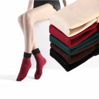 3 PairsSet Womens Winter Warm Socks Thicken Thermal Nylon Solid Color Socks Soft Snow Velvet Boots Floor Sleep Black Sock