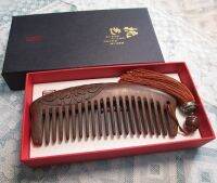 [COD] Gold Silk Sandalwood Comb for Girlfriend Carved Wide-tooth Massage Lettering