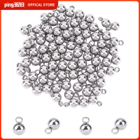 PING3693 7.5x5mm เครื่องรางลูกบอลขนาดเล็ก เหล็กไร้สนิม จี้กลมๆ โทนสีเงิน จี้โลหะปลาย สำหรับเครื่องประดับสตรี