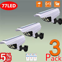 77LED Solar Motion Sensor Security Light Outdoor Dummy กล้องไร้สายน้ำท่วมไฟโคมไฟกันน้ำสำหรับ Home Garden,123PCS