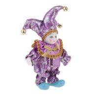 CCFine 6inch Porcelain Triangel Doll Clown Doll Home Desk Display Ornaments Purple