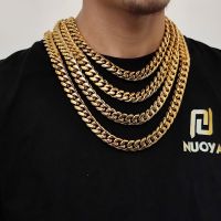 Hip Hop Jewelry 18K Gold PVD Plated Miami Stainless Steel Cuban Link Chain Men Necklace Fashion Chain Necklaces