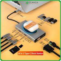 CLMXCA อะลูมินัมอัลลอย PD Charging Splitter 4K HDMI VGA USB Type-C ฮับแท่นวางมือถือชาร์จไร้สาย