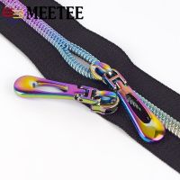 Meetee 1M Zipper+2Pcs Slider 5# Color Zippers Slider Roll Coil Nylon Zips Head for Luggage Garment Zip DIY Home Sewing Accessory Door Hardware Locks F