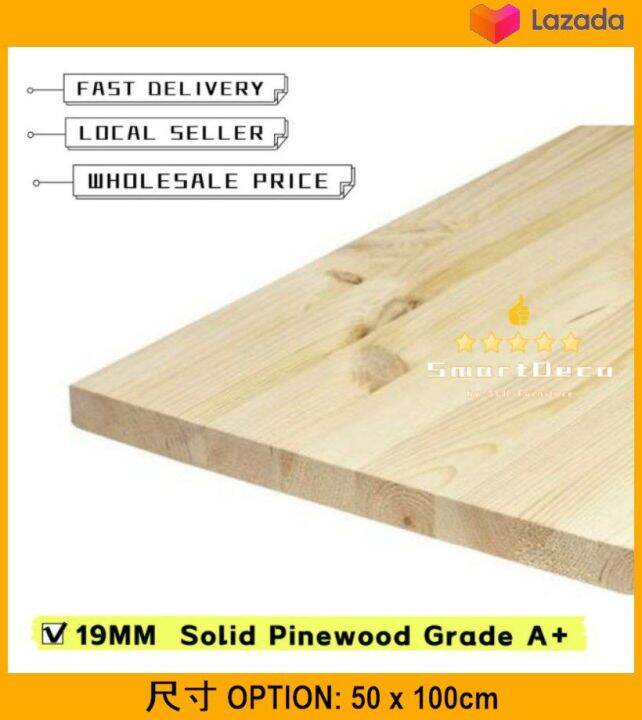 19mm Solid Pinewood Grade A+ Kayu Cantik Natural Wood Grain Table Top