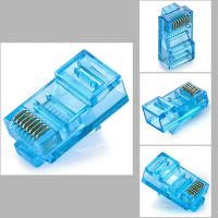 50ชิ้นสี Cat5สุ่มเชื่อมต่อ Rj45 8p8c ปลั๊กหัวสายเคเบิลอีเทอร์เน็ตแบบแยกส่วนหัวปลั๊กชุบทอง5ขั้วต่อเครือข่าย Rj 45