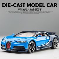 Bugatti alloy simulation car model sound and light pull back can drive the door retractable tail childrens toy decoration gift