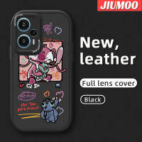 เคส JIUMOO สำหรับ F5 POCO เคสลายการ์ตูนสีชมพูสติทช์ดีไซน์ใหม่มอนสเตอร์นุ่มหนังเคสโทรศัพท์มีลายฝาปิดด้านหลังเลนส์เต็มรูปแบบเคสป้องกันกล้องเคสกันกระแทก