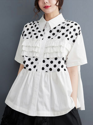 XITAO Shirt Single Breasted Women Shirt Fashion Loose Turn-down Collar Women Shirt