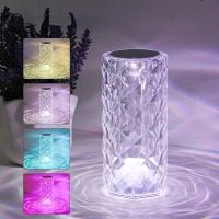 Indoor Touch RGB Small Night Light Water Ripple Rose Projection Lamp Bedroom Bedside KTV Holiday Atmosphere Crystal Table Lamp