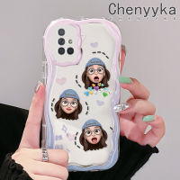 Chenyyka เคส A71ลายอิโมติคอนเด็กผู้หญิง4G A72 5G ลายคลื่นเนื้อครีมสีสันสดใสขอบนุ่มเคสโทรศัพท์โปร่งใสกันกระแทกเคสใสซิลิโคน