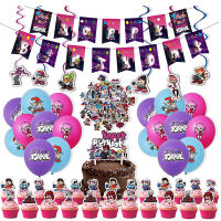 102pcs Friday Night Funkin Theme Birthday Party Supplies Set Cupcake Decoration Balloon Party Decoration Kit for Children