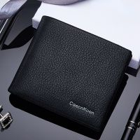 Mens wallet leather drivers license card holder all-in-one short Coin purses cowhide wallet for young male money clip bag