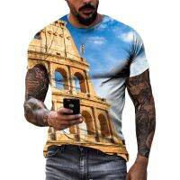 Summer New Exclusive Design Roman Colosseum graphic t shirts Men Fashion Casual Printed Civilization Site Pattern Short Sleeve