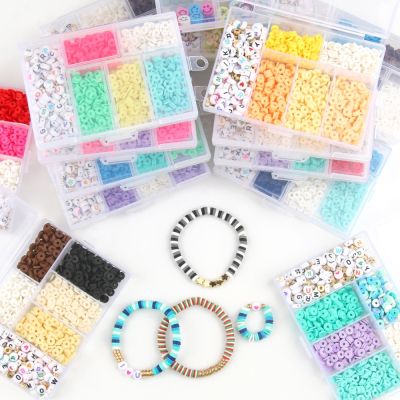 【CW】✔✙☑  15 Polymer Clay Jewelry Making Kits Soft Pottery Spacer ​Beads Kids Necklace Sets