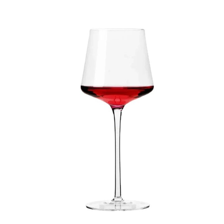 แก้วคริสตัลแก้วไวน์ทรงสูงทรงเหลี่ยมแก้วไวน์แดงอินสตาเบอไรซ์ความคิดสร้างสรรค์แก้วไวท์หรูไลท์