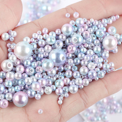 Mix Size 10g With Hole Colorful Pearl Beads Round ABS Imitation Pearl Beads For DIY Jewelry Making Craft Garment Material