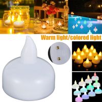 12Pcs LED Floating Candle Light Waterproof Flameless Floating Tealight Smokeless Flickering Prop Lamp Décor Battery Operated