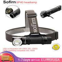 Sofirn SP40 LED Headlamp Cree XPL 1200lm 18650 USB Rechargeable Headlight 18350 Flashlight with Power Indicator Magnet Tail