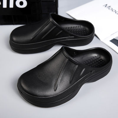 Mens Women Summer Black Flats Platform Sandals Slippers for Home Outdoor Clogs Chef Shoes Nurse Doctor Shoes Garden Casual Shoes