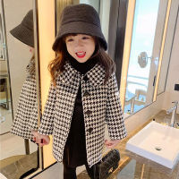 Winter Girls Woolen Jackets Kids Plaid Thicken Coats Children Autumn Clothes Warm Casual Kids Girls Outwear Long Jacket Parkas