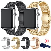 For Apple Watch Band 42/44mm Black Gold Stainless Steel Bracelet Buckle Strap Clip Adapter for Apple Watch For iWatch Band 38/40 Straps